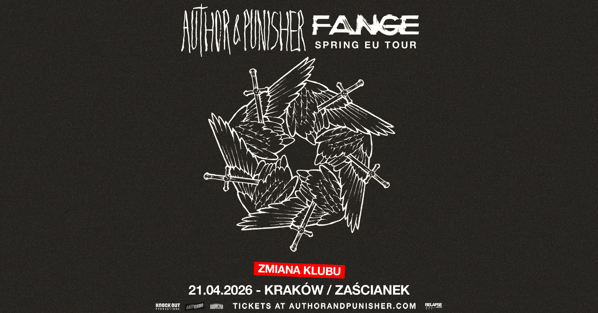 Author & Punisher i Fange w Krakowie: Zmiana lokalizacji koncertu