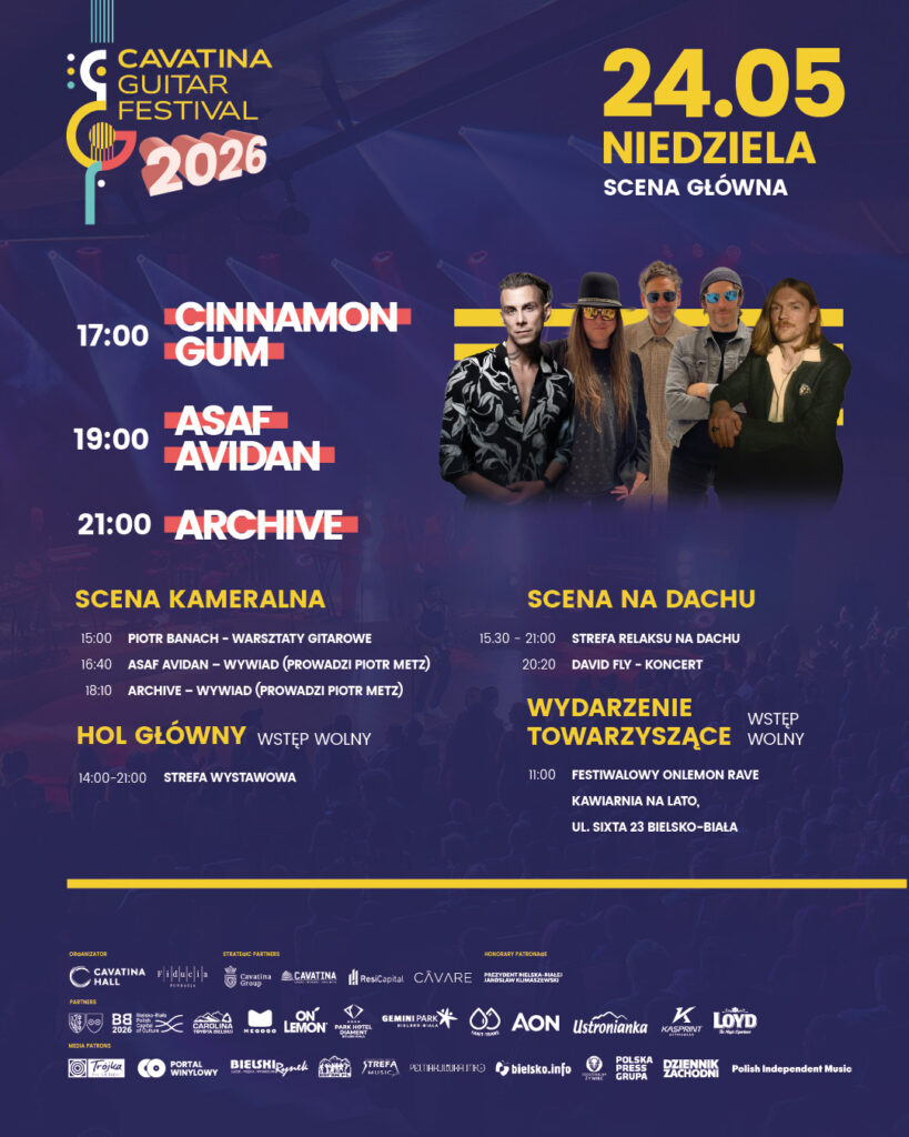 Archive, Asaf Avidan, Artur Rojek – gitarowe święto w Cavatina Hall już w najbliższy weekend!